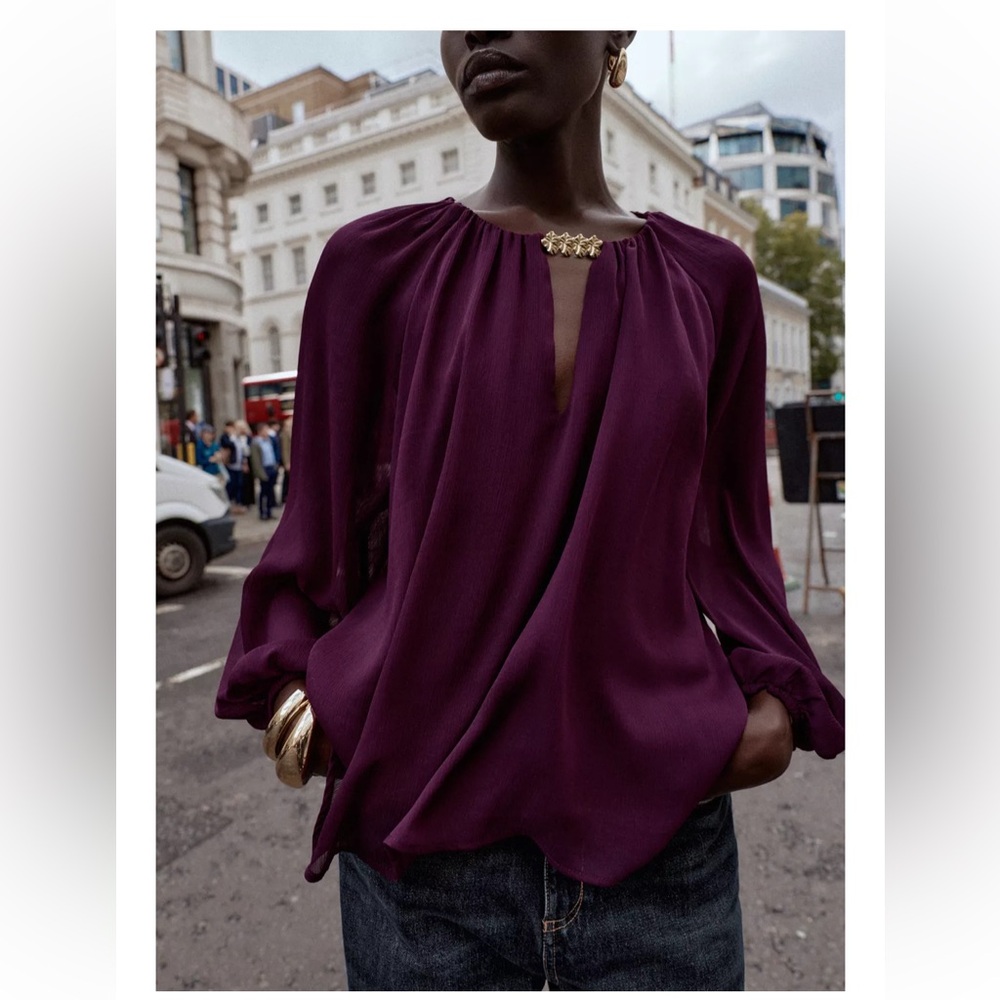 ZARA SEMI SHEER HARDWARE TOP